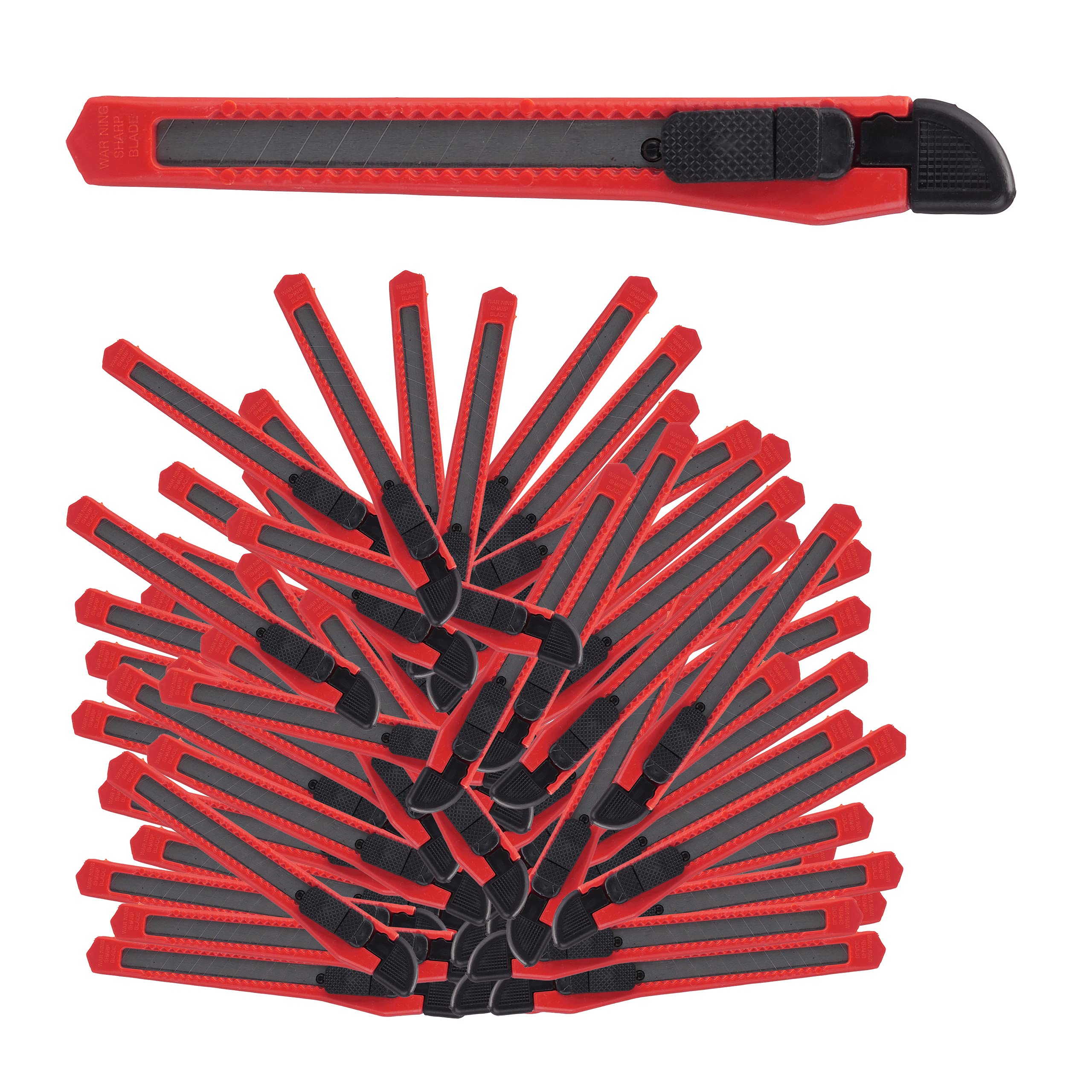 Relaxdays Taglierini in Set da 100, a Scatto, Lama da Spezzare Larga 9 mm, per Cartone, da Bricolage, rosso