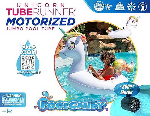 Miniatura 3 de PoolCandy Tube Runner - Flotadores inflables motorizados para piscina (flotador de unicornio motorizado blanco)