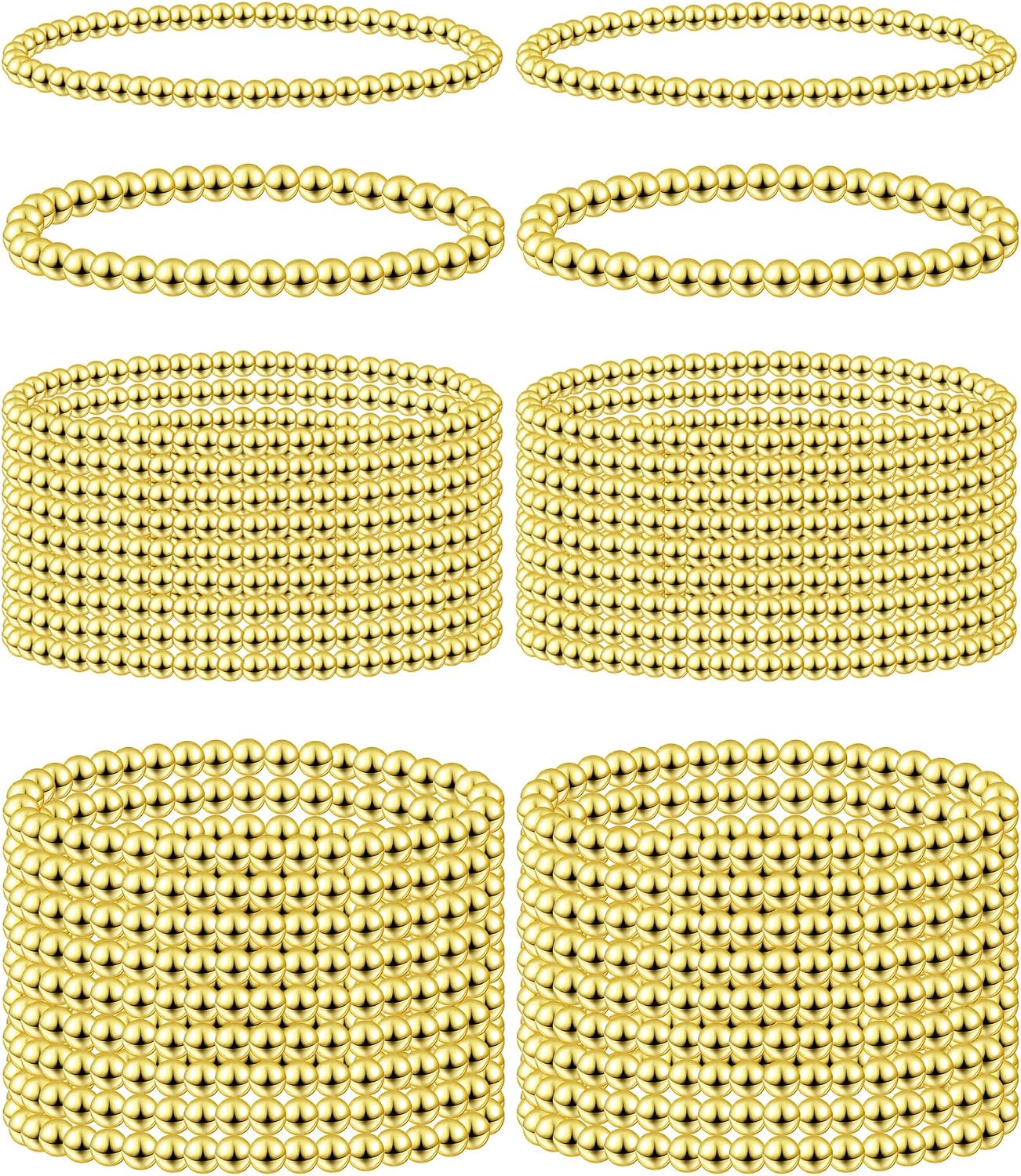 Taiyin 20/40/100 Pcs Gold Beaded Bracelet for Women Gold Elastic Ball Bracelet Beaded Stretch for Friendship Jewelry Gifts