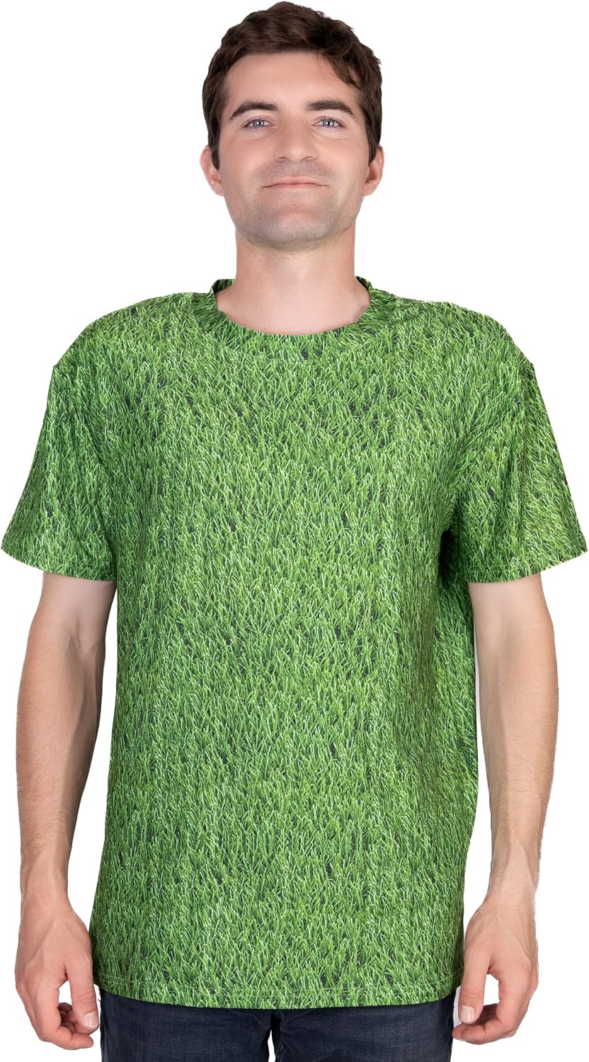 Mens Green Grass Shirt Garden Plants Cosplay Halloween Costume