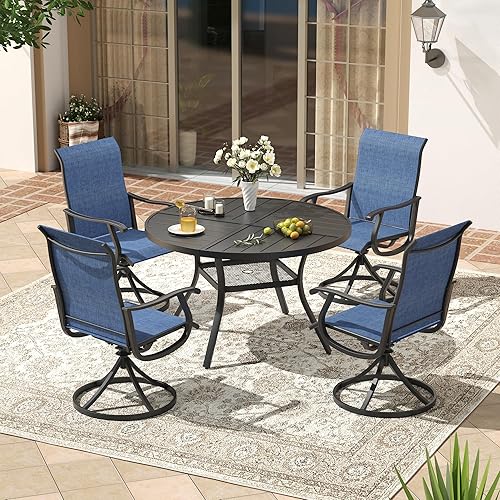 VICLLAX Patio 5 Pieces Outdoor Dining Set, 40.6" Round Metal