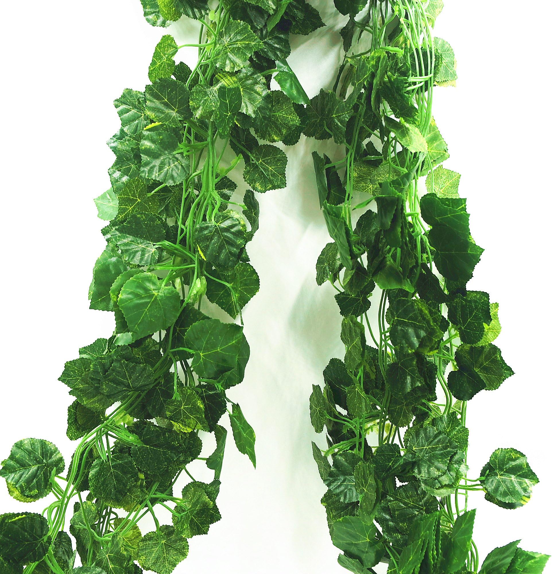 Fake Vines 80 leaves Hotels ,Offices and Home Cover Decor 12 pcs Artificial Hanging Plants Silk Green Leaf Garlands (Grape leaves)