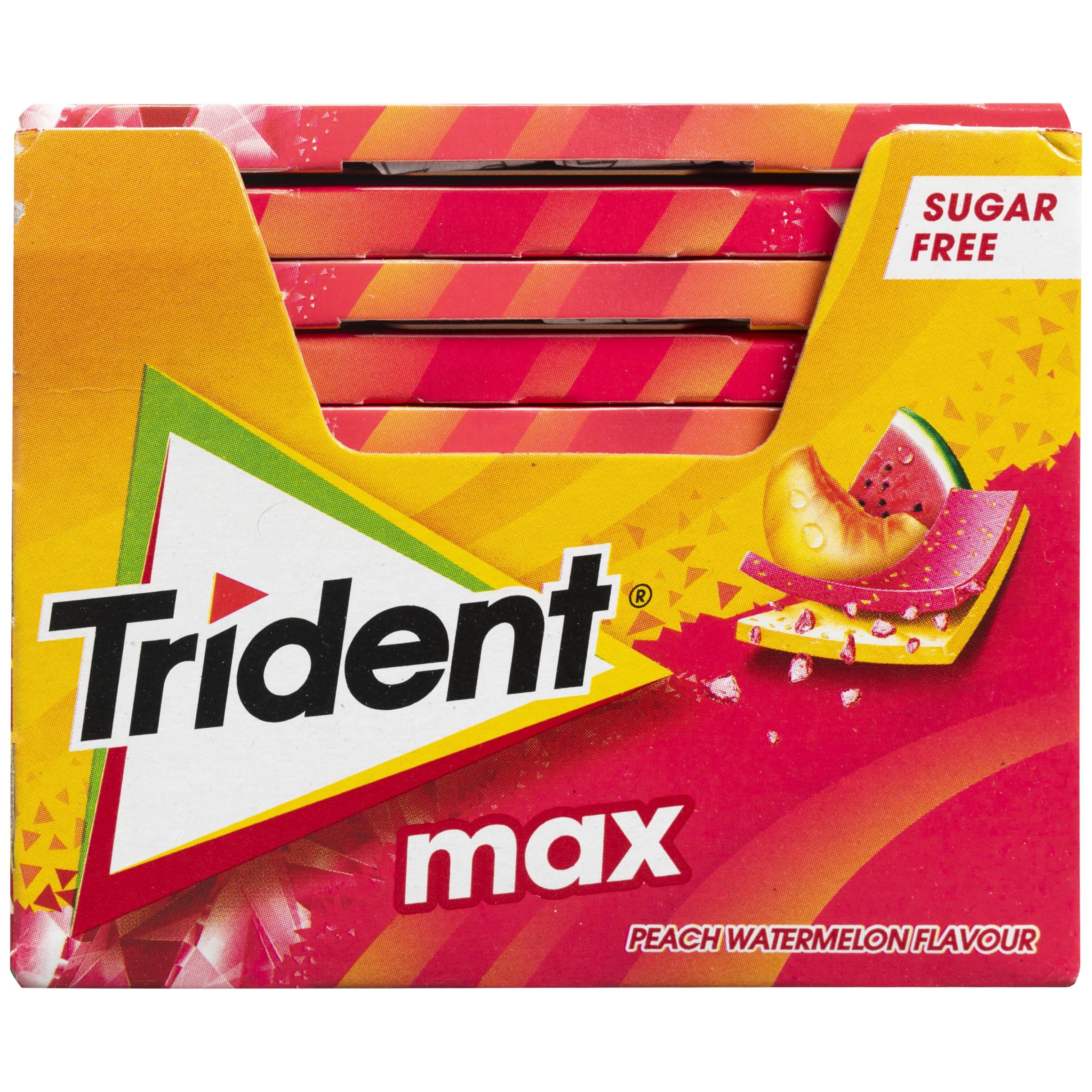 Trident Max Melocotón y Sandía - Chicles sin Azúcar con Sabor a Melocotón y Sandía- Paquete de 12 Envases de 23 g