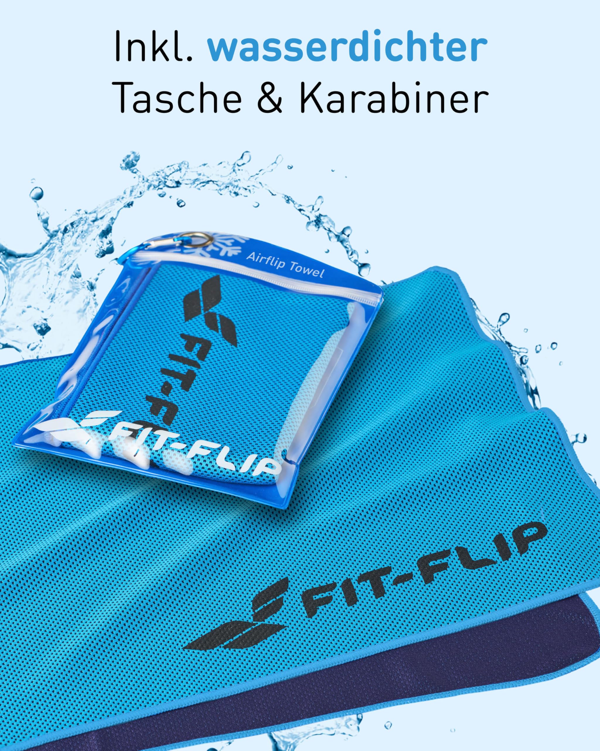 Fit-Flip Kühltuch 3er Set – kühlendes Handtuch Fitness und Sport – mikrofaser kühlhandtuch Nacken – Airflip kühltücher – cool Ice Towel mit Kühlfunktion