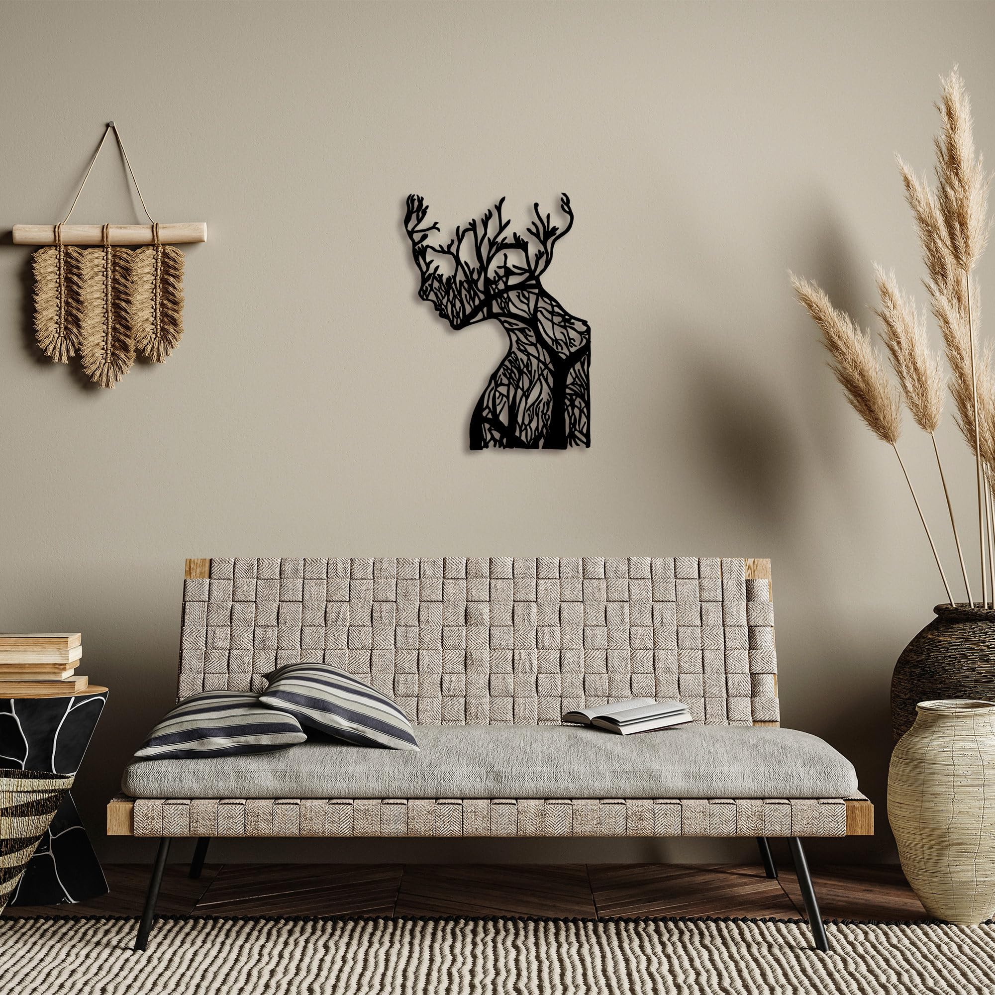 Hanah Home Wandskulptur – Schwarze dekorative Metall-Wanddekoration, 28 x 38 cm, 1,5 mm Stahlstärke