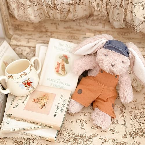 Miniatura 7 de MON AMI Peluche de conejo de Benjamin de Pascua con orejas flexibles y gorra de periódico juguetes de peluche de primera calidad para niños o niñas