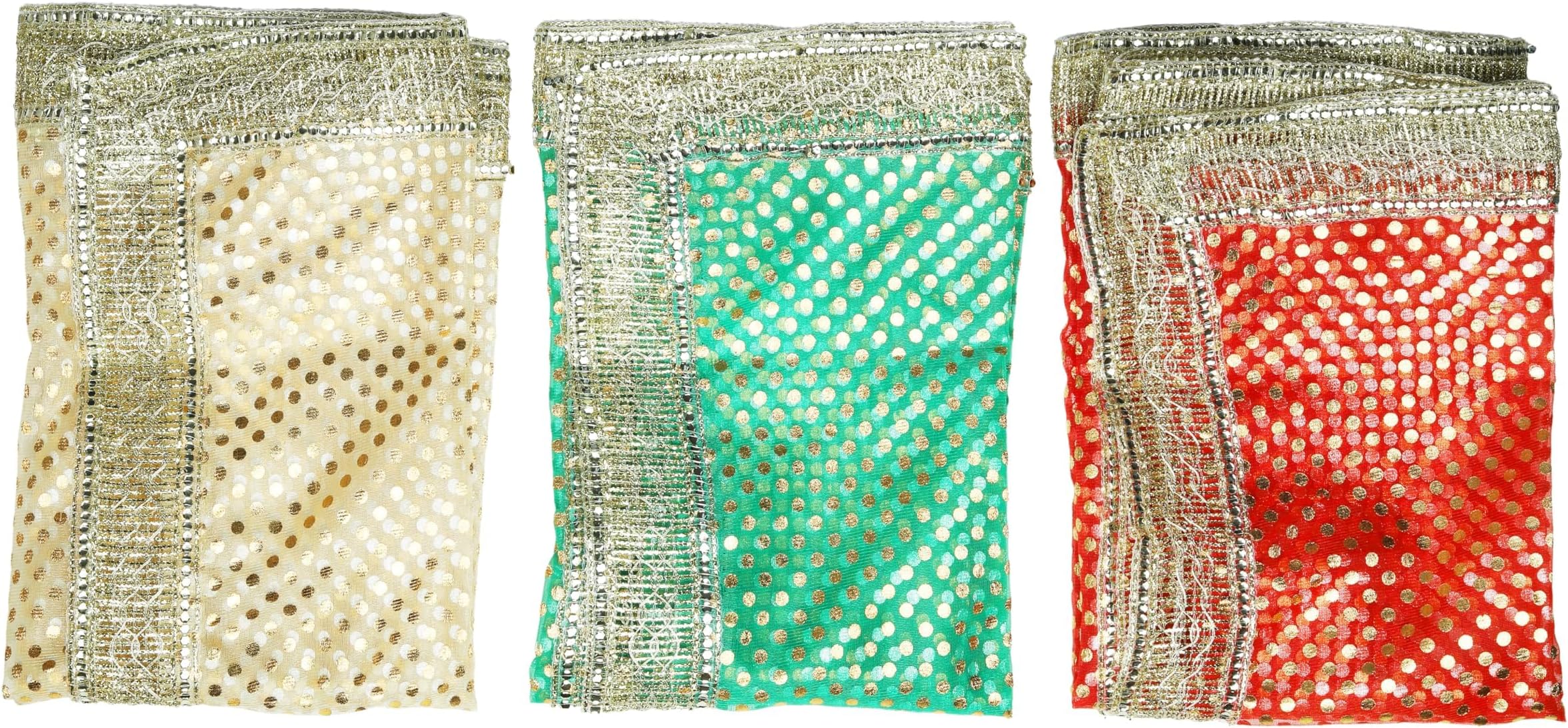 4 Stück Puja Chunni Chunar 20x12 Zoll - Rote Zeremonie Tücher Für Tempel Dekoration