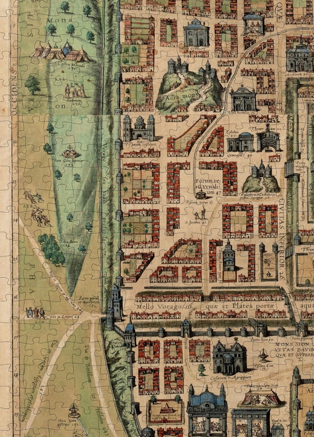 1000 Piece Jigsaw Puzzle | 1584–1588 Map Israel | Jerusalem | Ierusalem | Jigsaw Puzzle for Adults
