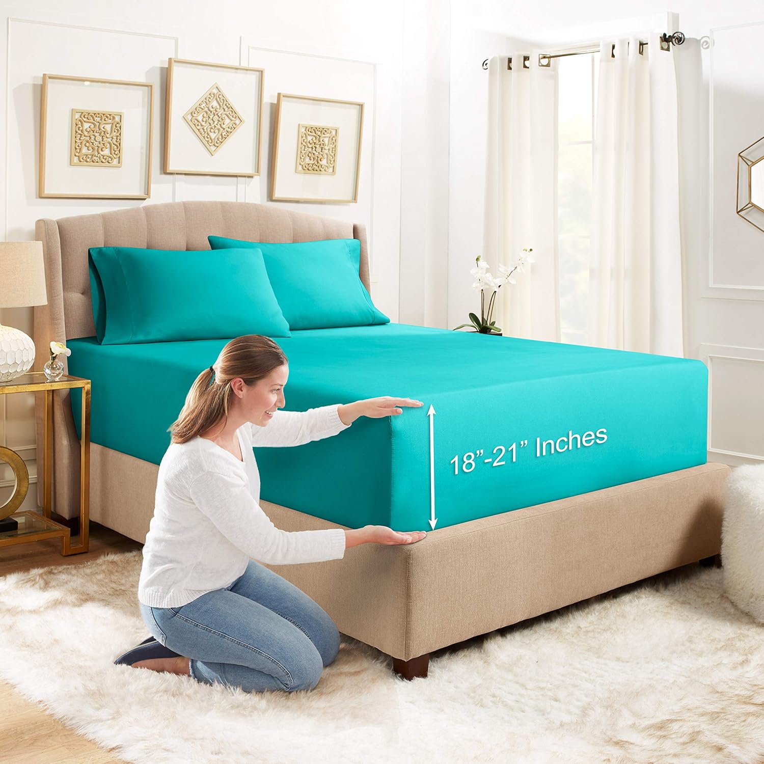 Empyrean Bedding Extra Deep Fitted Sheets Queen Size 24" Extra Deep Fitted Sheets