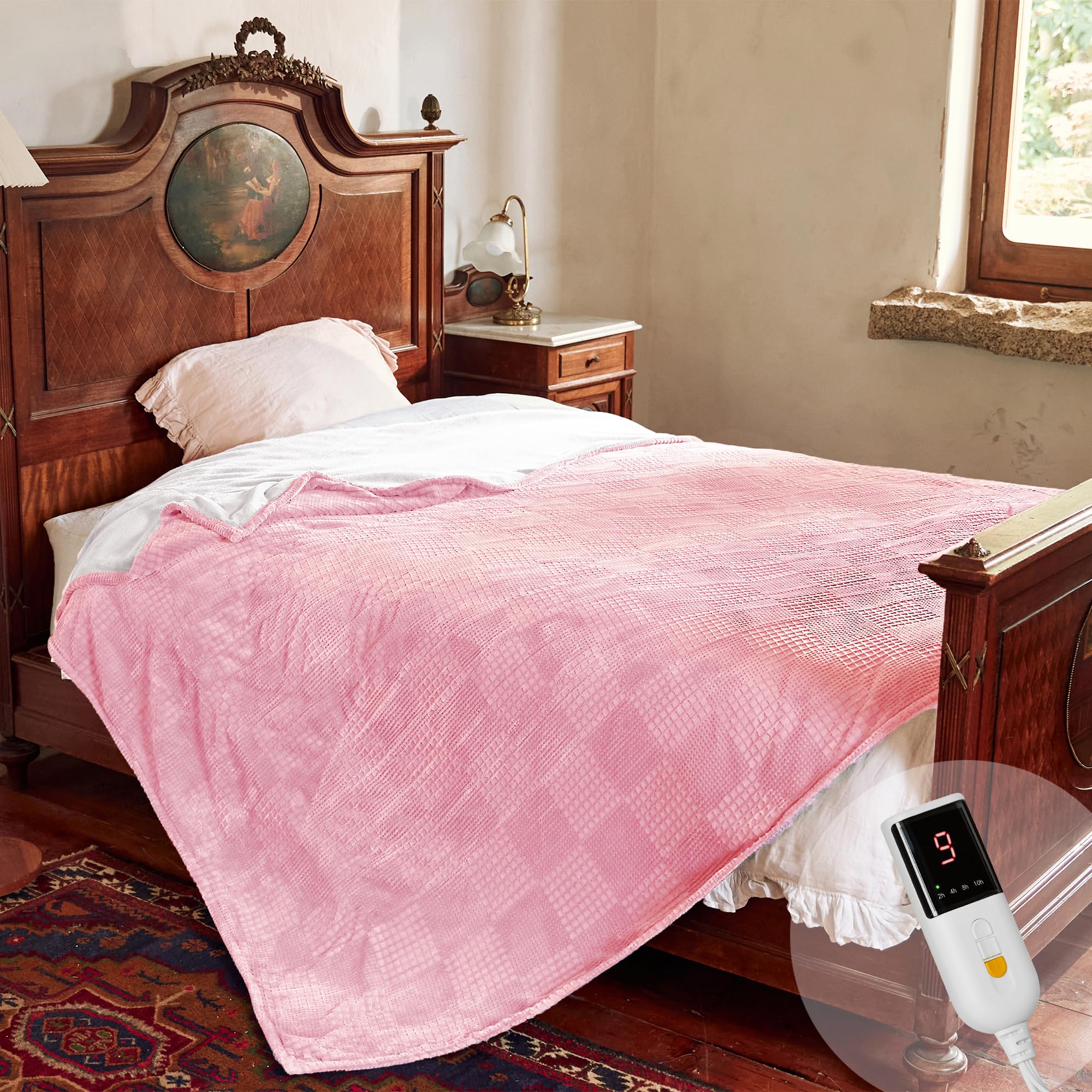 Texciting Heated Blanket Heated Throw,150x200cm, Machine Washable,Pink