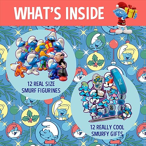 Miniatura 4 de El calendario original de cuenta regresiva de SMURFS 2024 juguetes coleccionables de dibujos animados para niños y niñas, 12 figuras + 12 regalos