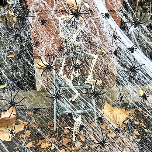 Vista 4 de 240 arañas de plástico realistas, 3 tamaños, pequeñas arañas falsas negras, accesorios de broma para Halloween, hogar, fiesta, suministros
