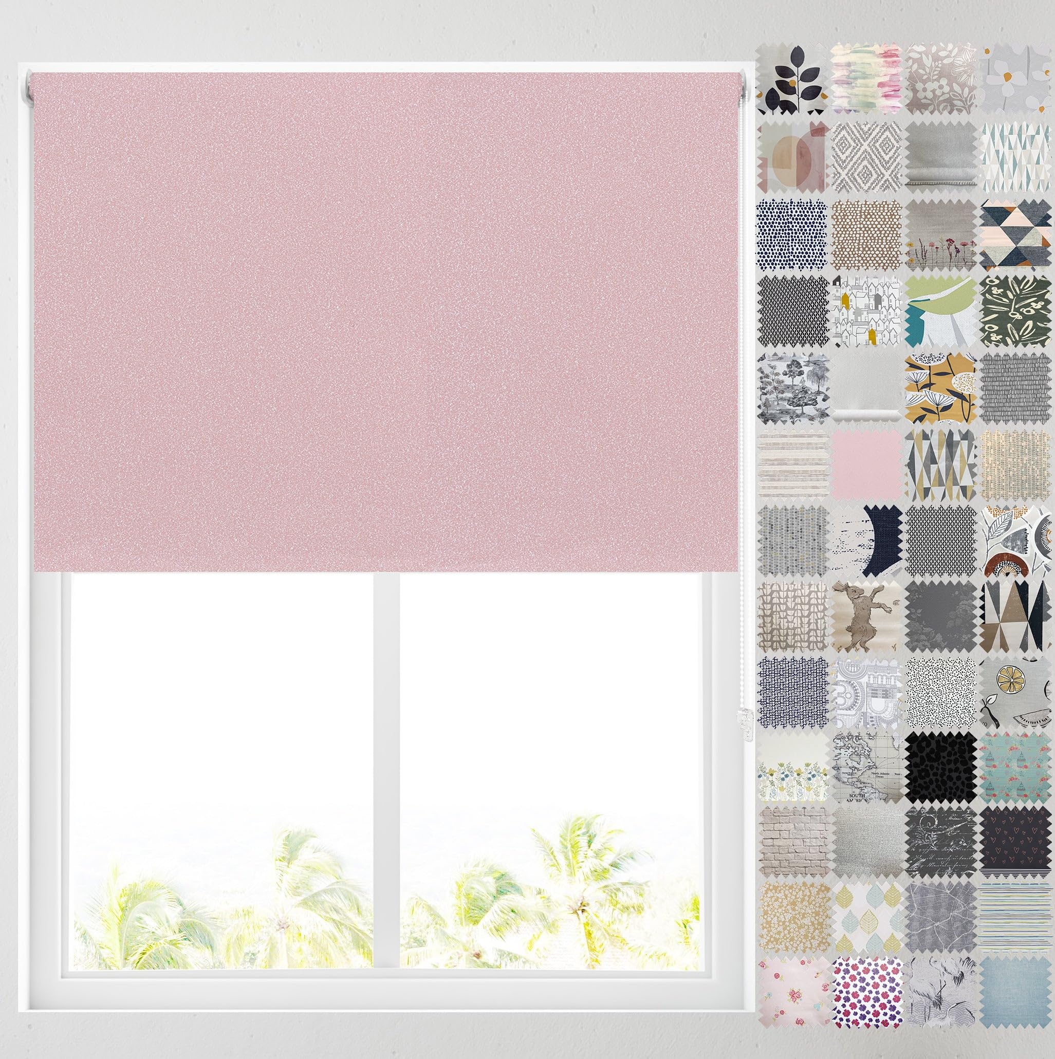 Barnes Blinds - Blackout Pattern Roller Blinds for Windows, Custom Cut to Size - Thermal Fabric Durable Fittings Easy Fit (Blush Glitter 183cm)