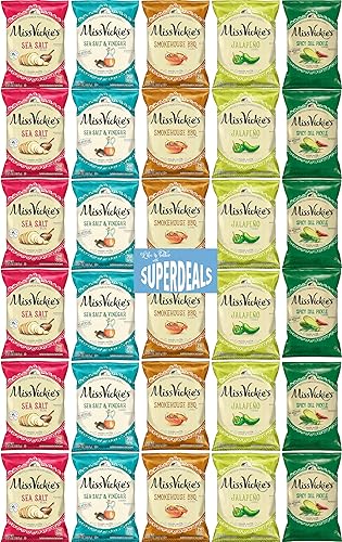 Papas Fritas Cocidas en Caldero de Miss Vickie's Paquete de Valor Empaquetado por SUPERDEALS  Bolsa de 1.375 Oz  Paquete de Variedad Supremo de 5