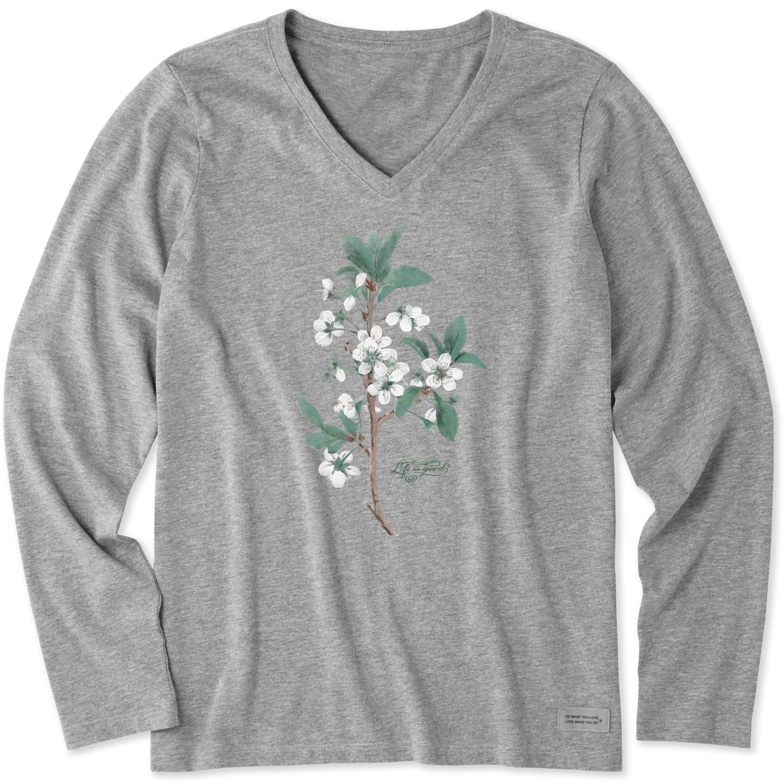 Life is Good Women's Crusher T, Long Sleeve Cotton Graphic Tee Shirt, Antique Plum Blossom Painting