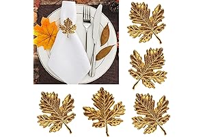 Set of 12 Vintage Gold Leaf Napkin Rings