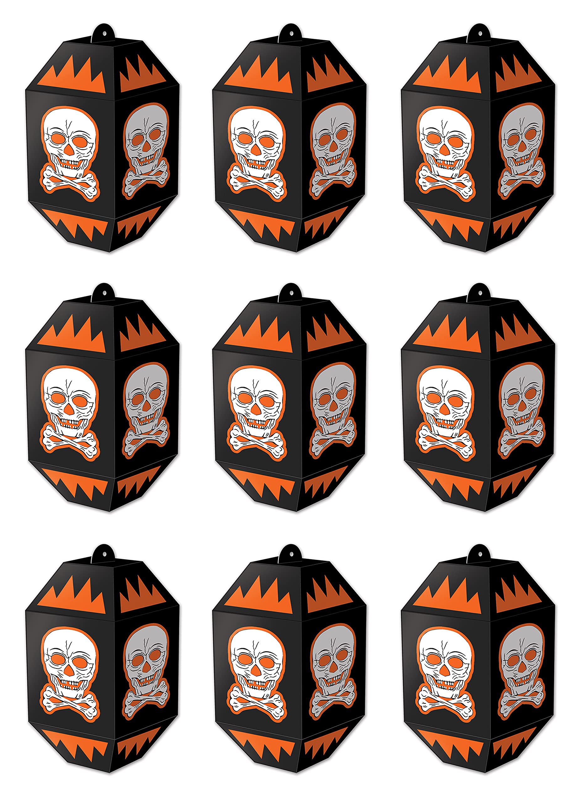 Beistle Vintage Halloween Skull Paper Lanterns 9 Piece, 7