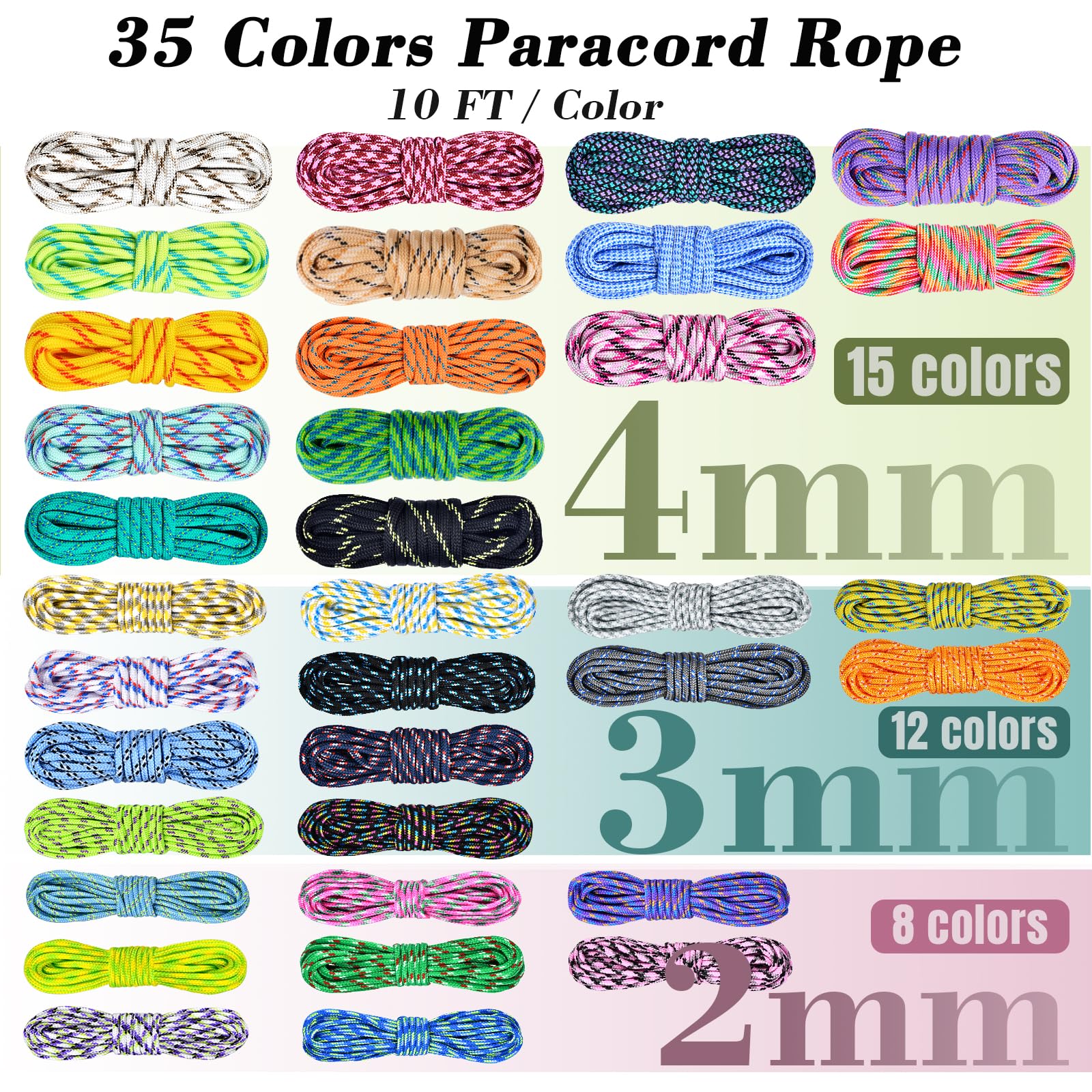 WEREWOLVES Kit de gabarit de bracelet en paracorde, 3 m