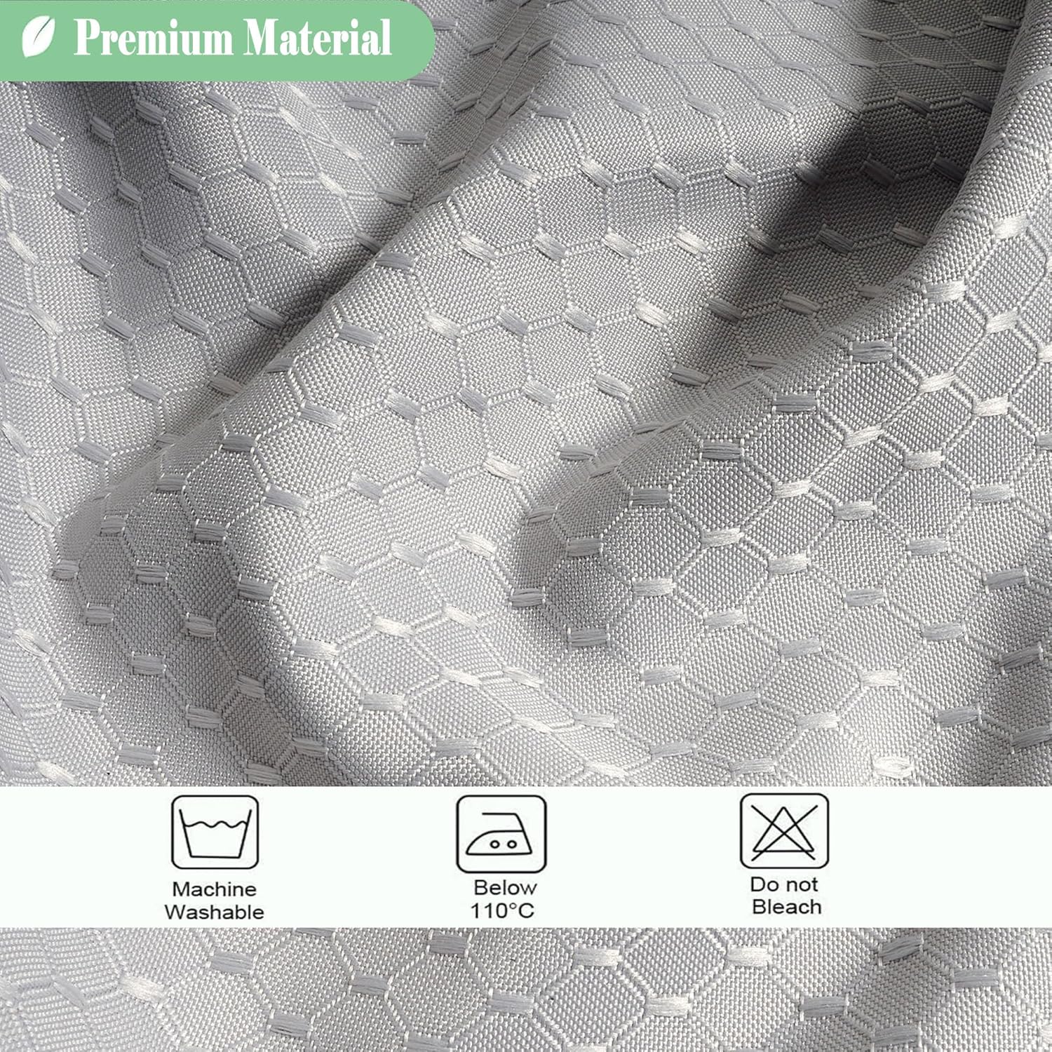 UFRIDAY Waffle Weave Fabric Shower Curtain with Mesh Window, Heavy Duty Decorative Bathroom Curtain with White Pique Pattern, Spa-Like Hotel Luxury, Water-Repellent,72 x 72 Inches