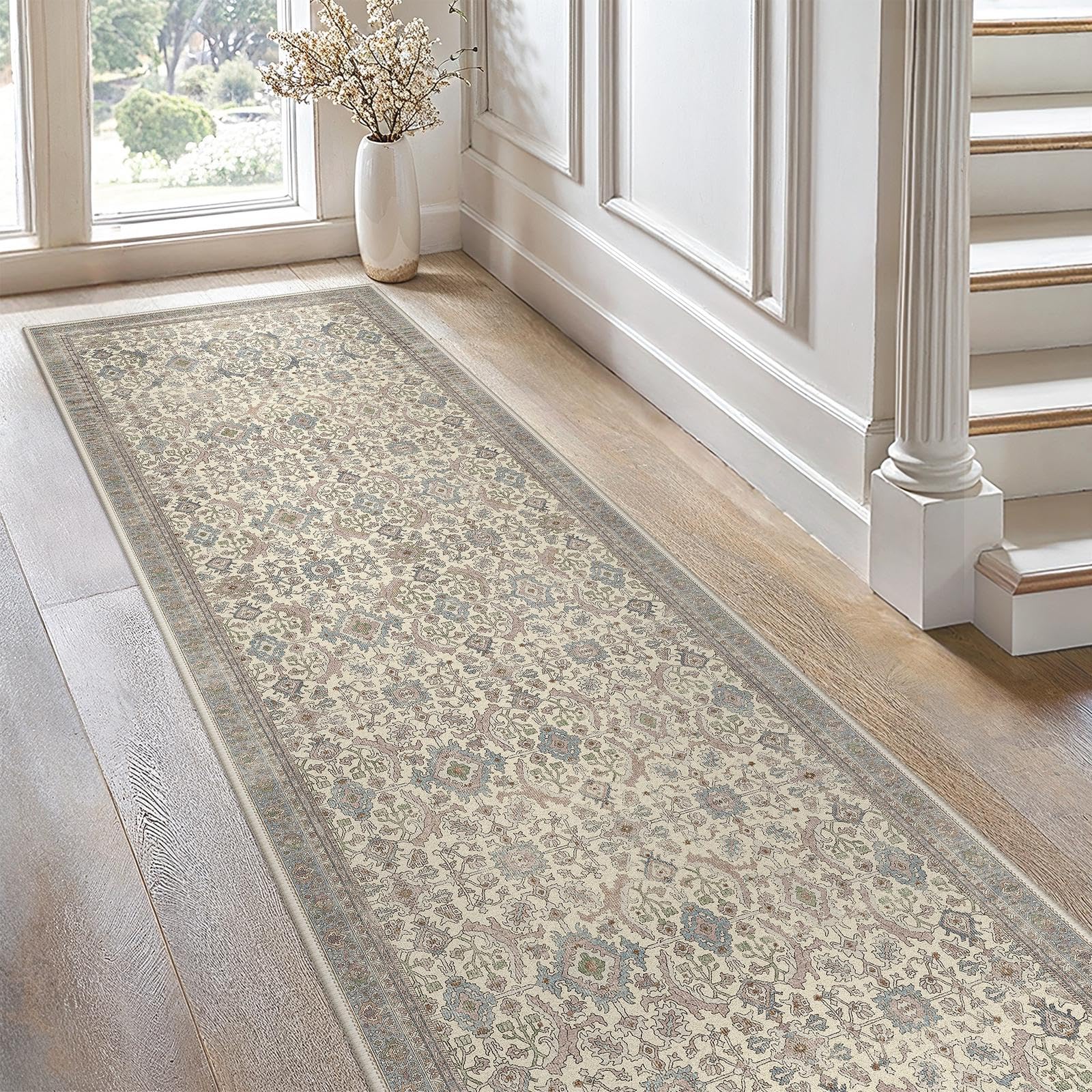 GENIMO Rug 80x300cm Oat Taupe Washable Non-Slip Hallway Carpet Vintage Boho — image 1