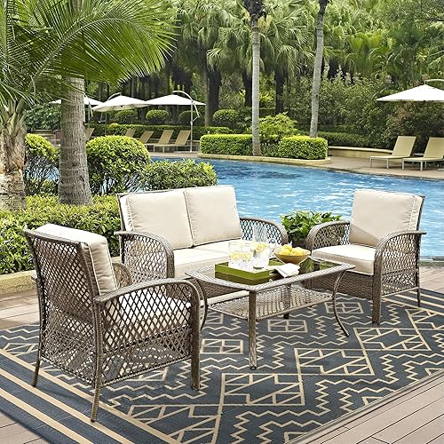 Miniatura 256 de SAND MINE Alfombras reversibles, alfombra de paja de plástico, alfombra de área moderna, alfombra de pavimento grande y alfombra para exteriores