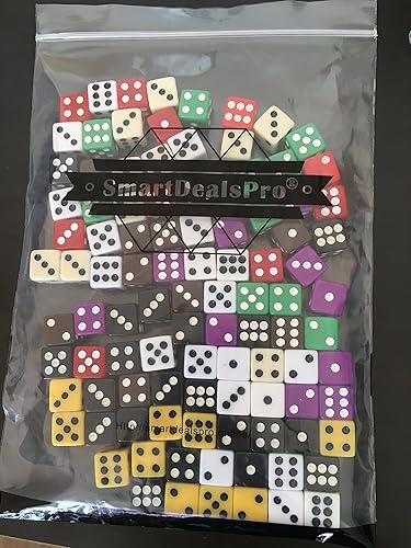 Miniatura 4 de Paquete de 50 dados opacos D6 de seis caras de 0.472 pulgadas (0.472 in), color aleatorio (por lo menos 5 colores)