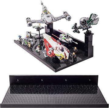 XL Shelves Floating Shelves for Building Block Display - Compatible as a Lego Display Shelf - Floating Shelves for Wall - Works with Major Building Blocks - Black, 2-Pack