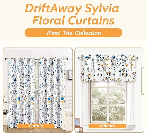 Miniatura 8 de DriftAway Cortinas florales para dormitorio, 36 pulgadas de largo, para sala de estar, cortinas opacas forradas, con aislamiento térmico, ojales
