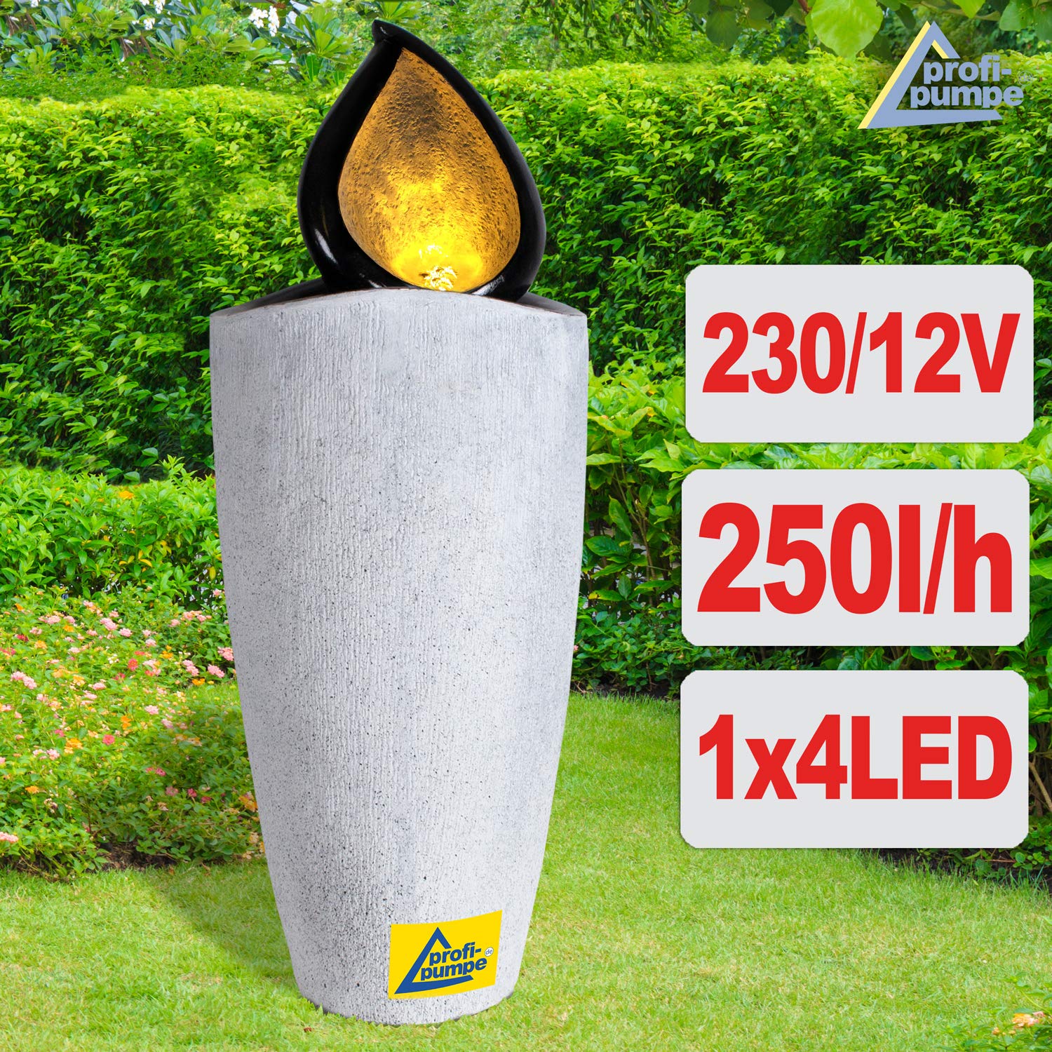 Zimmerbrunnen Gartenbrunnen Brunnen Zierbrunnen Springbrunnen Brunnen Wasser-Kerze mit LED-Licht - 230V Wasserfall Wasserspiel für Garten, Gartenteich, Terrasse, Balkon Sehr Dekorativ