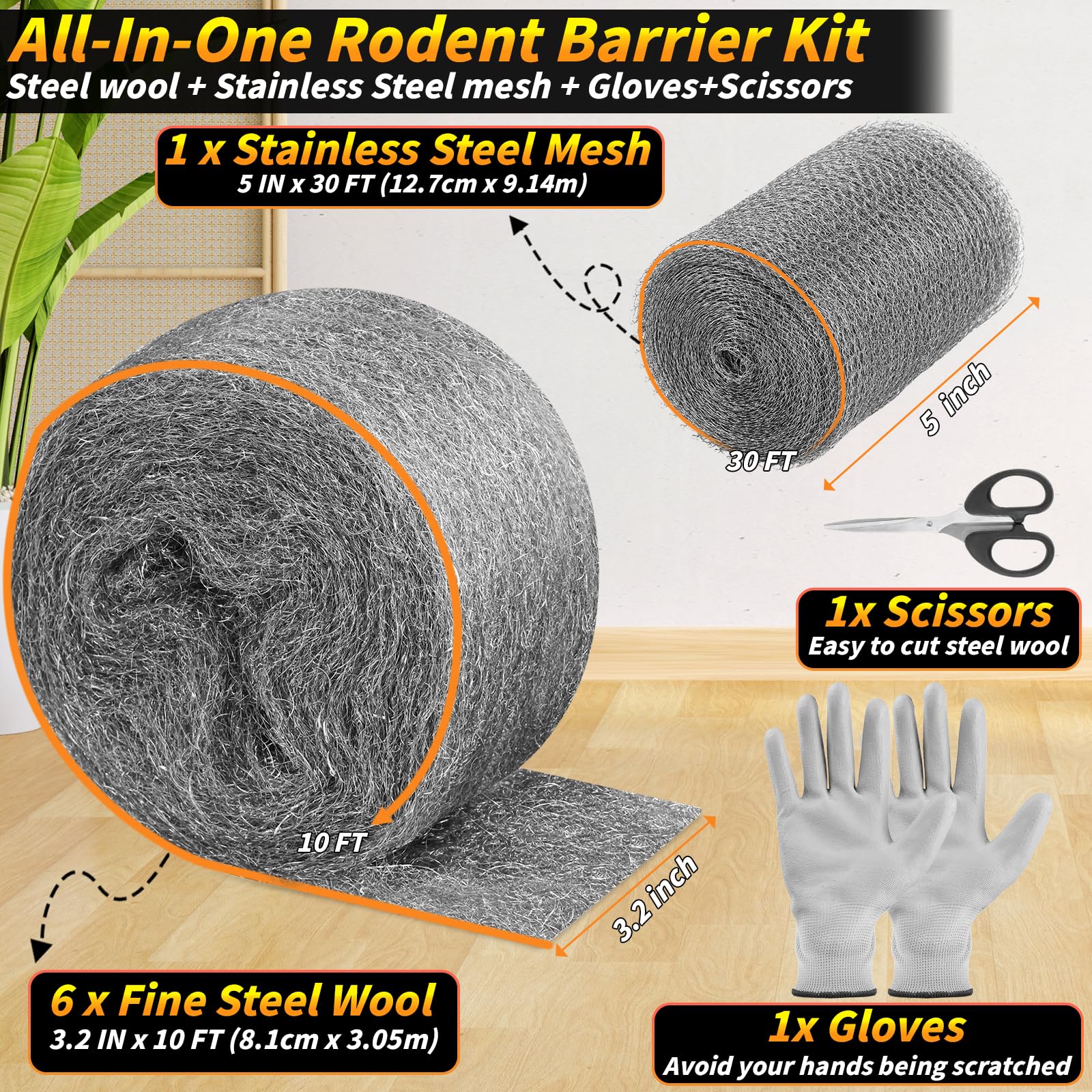 Steel Wool Mouse Control Kit - Pest Barrier -2