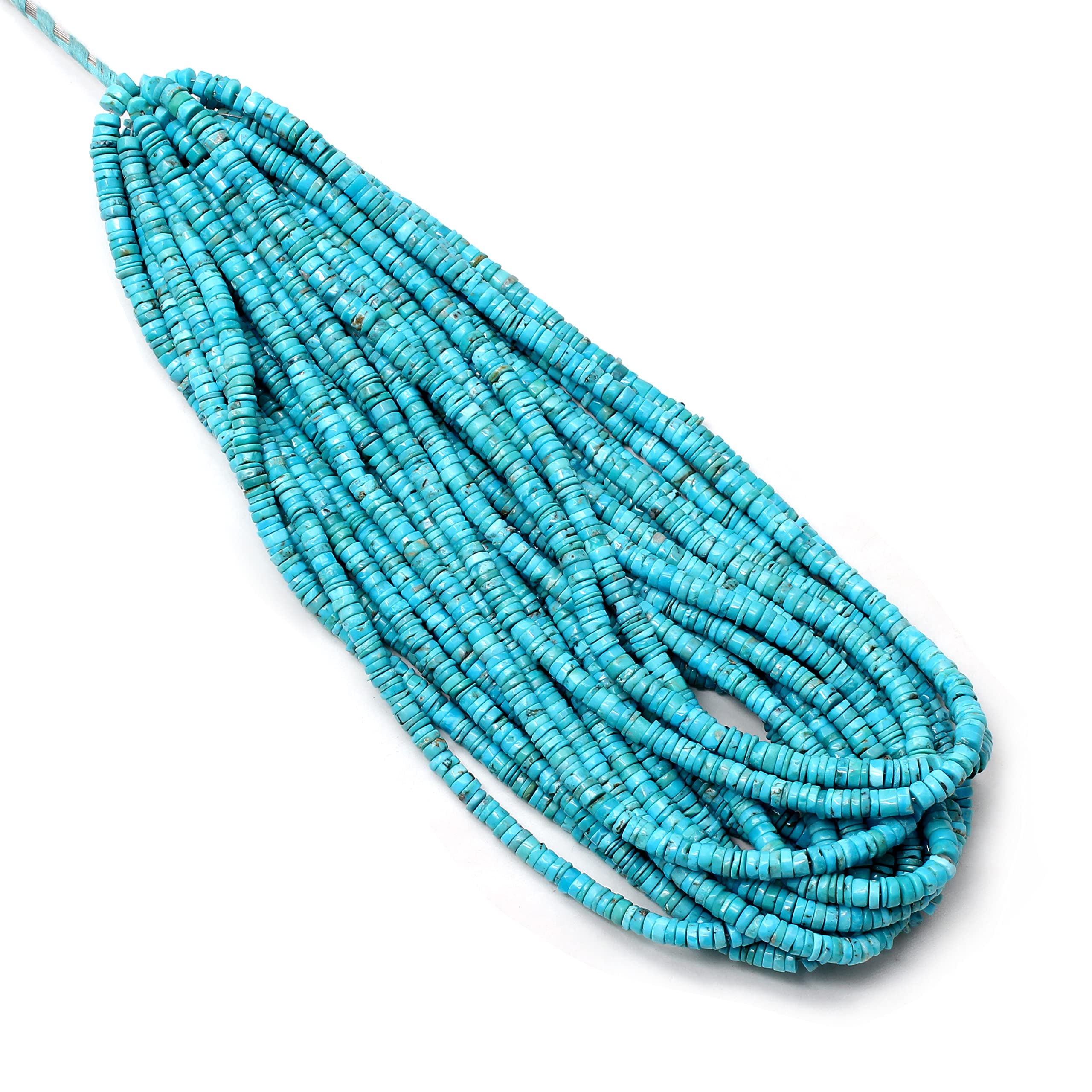 Cuentas de piedras preciosas de turquesa lisa, heishi de 5 a 5.5 mm para hacer collares, cuentas de joyería de verano, 8 pulgadas