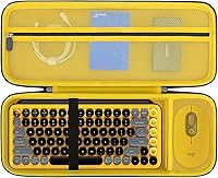 Vista 9 de Elonbo Estuche rígido de transporte para teclado inalámbrico mecánico Logitech POP, portátil, Bluetooth, teclado externo, bolsa de viaje, bolsillo