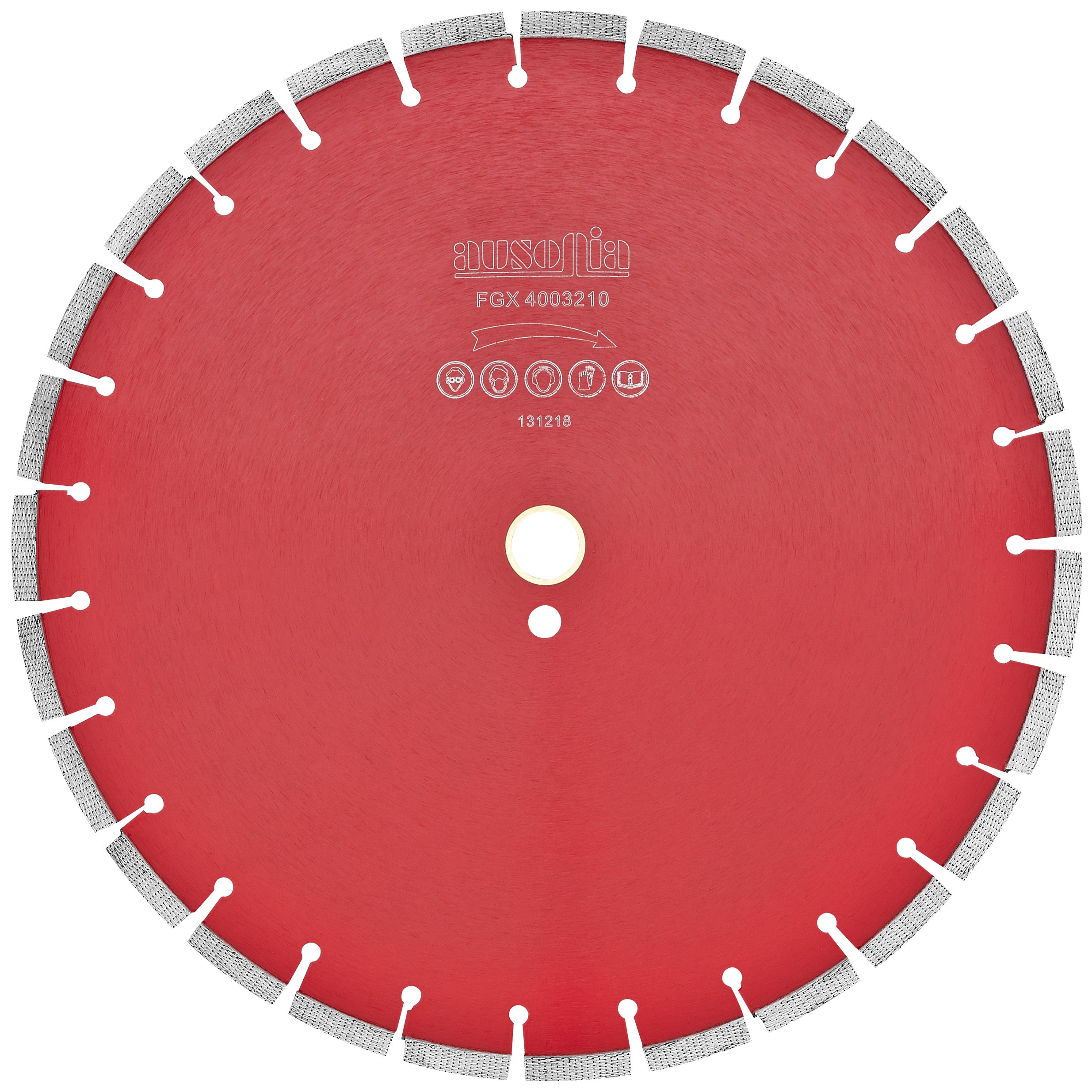 AUSONIA - 50436 DISCO DE CORTE DIAMANTADO CON TECNOLOGÍA DPS PARA SUELOS DE HORMIGÓN FRESCO DE 350 MM, ALTURA DE 10 MM, AGUJERO ADAPTABLE DE 25,4/30 Y GROSOR DE LA CORONA DE 3,2. CORTE CON AGUA