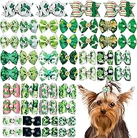 Vista 16 de 50 unidades/25 pares de lazos para el pelo de perro de Acción de Gracias con banda de goma a granel para otoño, moño para cachorros, perros, gatos