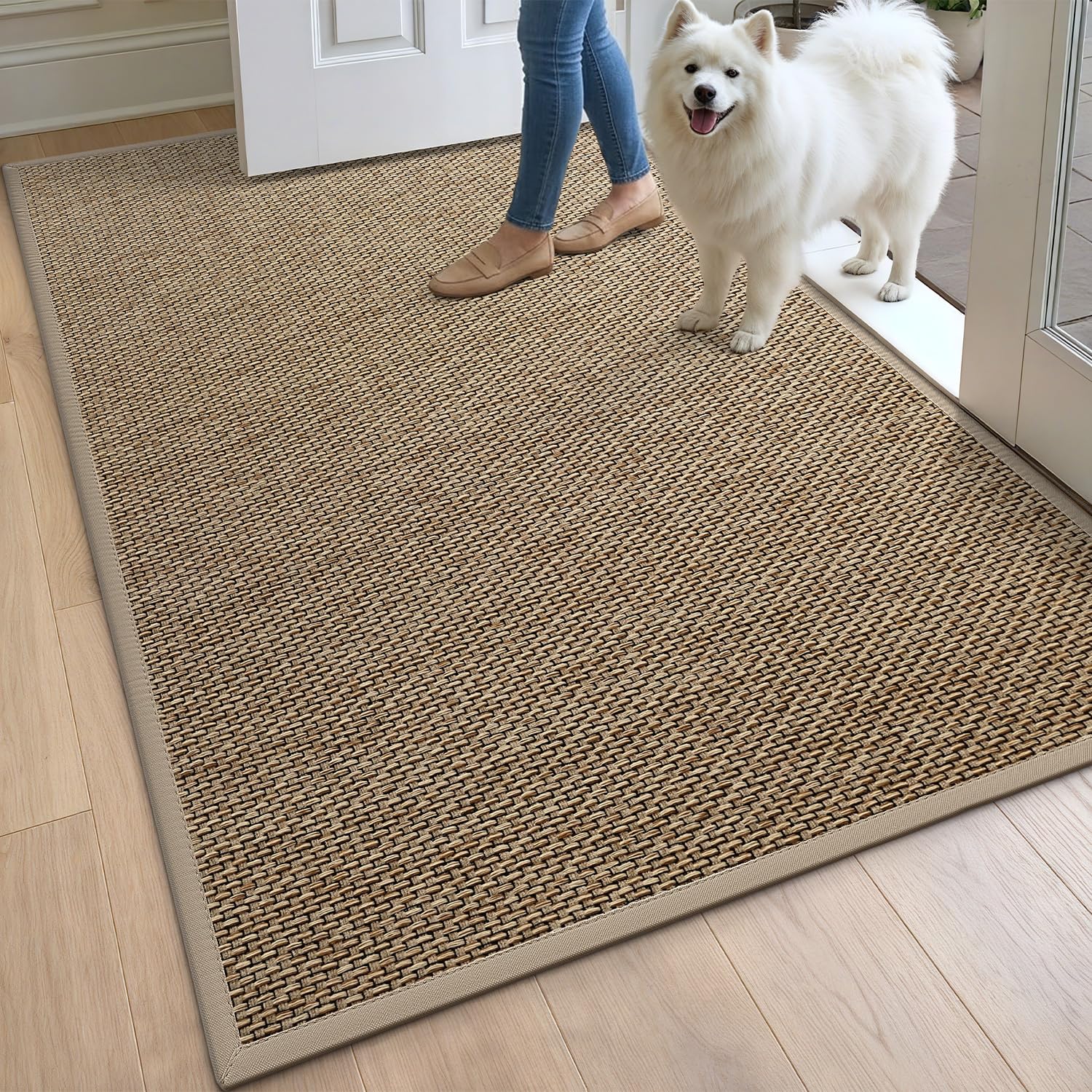 DEXI Door Mat 120 x 180 cm, Non-slip Dirt Trapper Doormat Inside with Rubber Backing, Low Profile Indoor Floor Mats for Hallway Entrance, Doorways, Porch, Beige