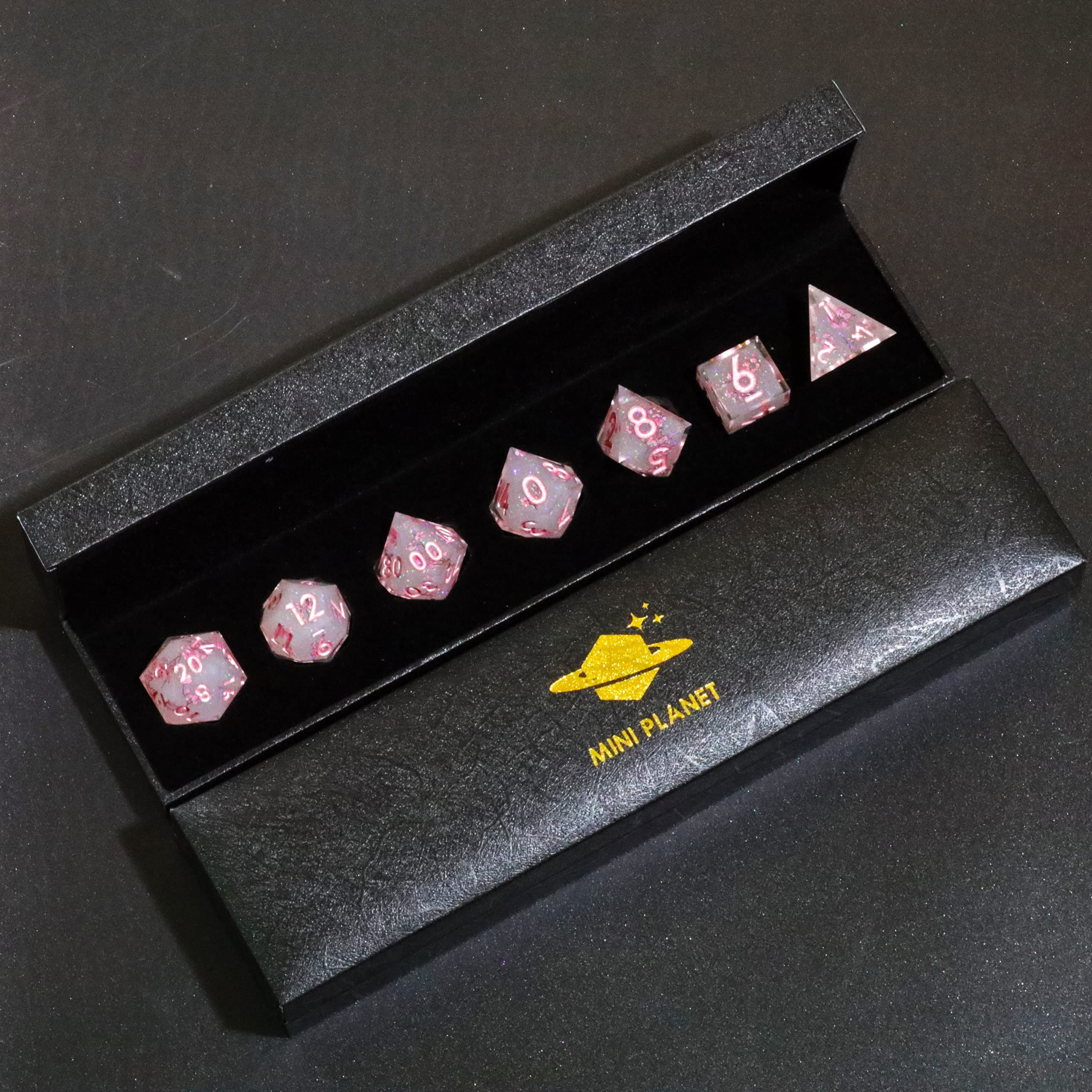 Mini Planet Sharp Edge Polyhedral RPG MTG Dungeons and Dragons Handmade DND Dice Set