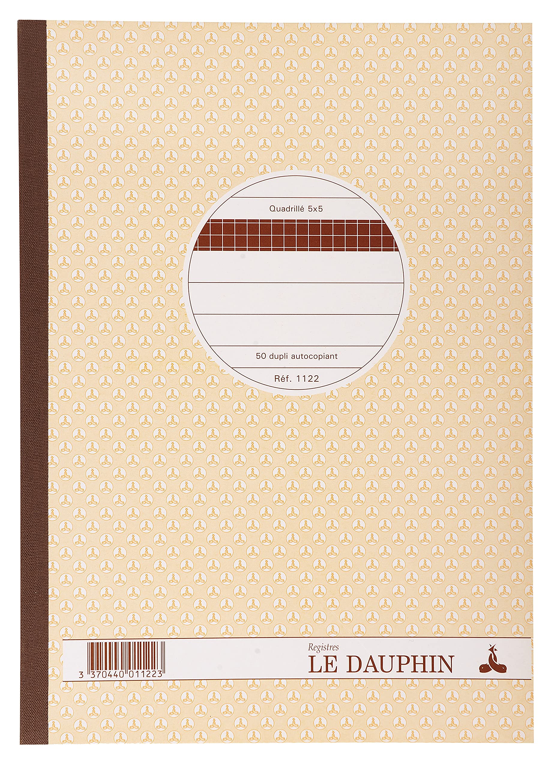 le dauphin - Ref. 1122D - Lot of 5 manifolds - carbonless paper - 5x5 grid - small squares - duplicate - 50 sheets - with 4-hole perforation - format 29.7 x 21 cm - varnished cover