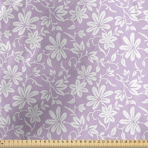 Miniatura 2 de Ambesonne Tela floral por The Yard, ramos de primavera con flores espirales, ramas de jardín botánico, primavera, tela de satén decorativa para