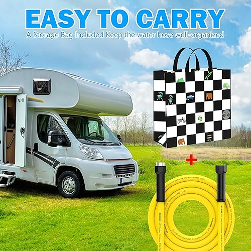 Miniatura 5 de Manguera de agua para autocaravana de 50 pies con bolsa de almacenamiento, manguera de agua potable prémium de 58 pulgadas para RV, camping, marina,