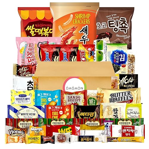 DAGAON Finest Korean Snack Box 42 Count – Variety Snacks Including Korean’s Favorite Chips, Biscuits, Cookies, Pies, Candies. Perfect appetizing Korean treats for any occasions, gifts and everyone.