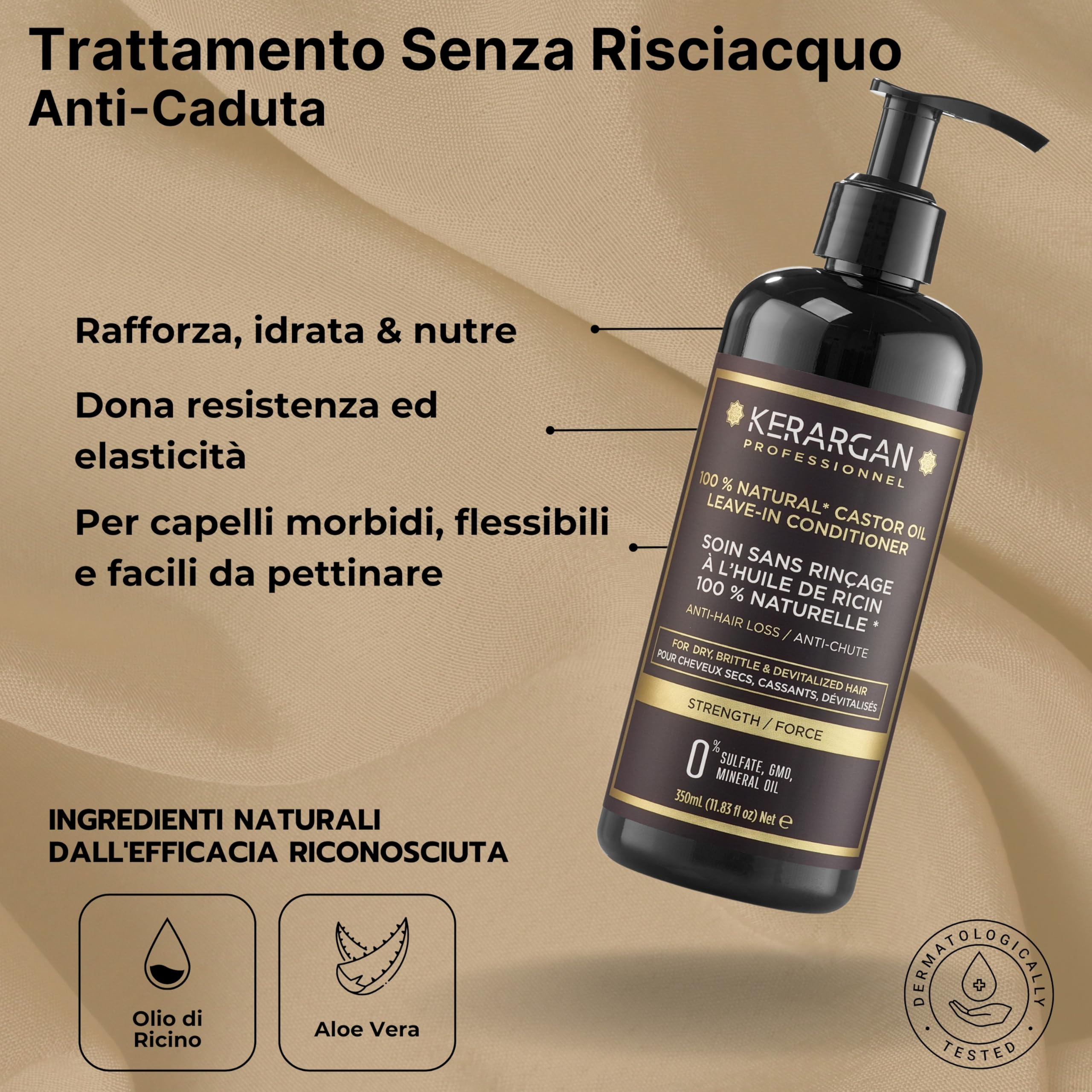 KERARGAN - 6-Staps Complete Ricinusolie Routine - 3x500ml+100ml+350ml+250ml | Zesstaps ricinusolieroutine met shampoo, conditioner, haarmasker, serum, leave-in en hoofdhuid-scrub