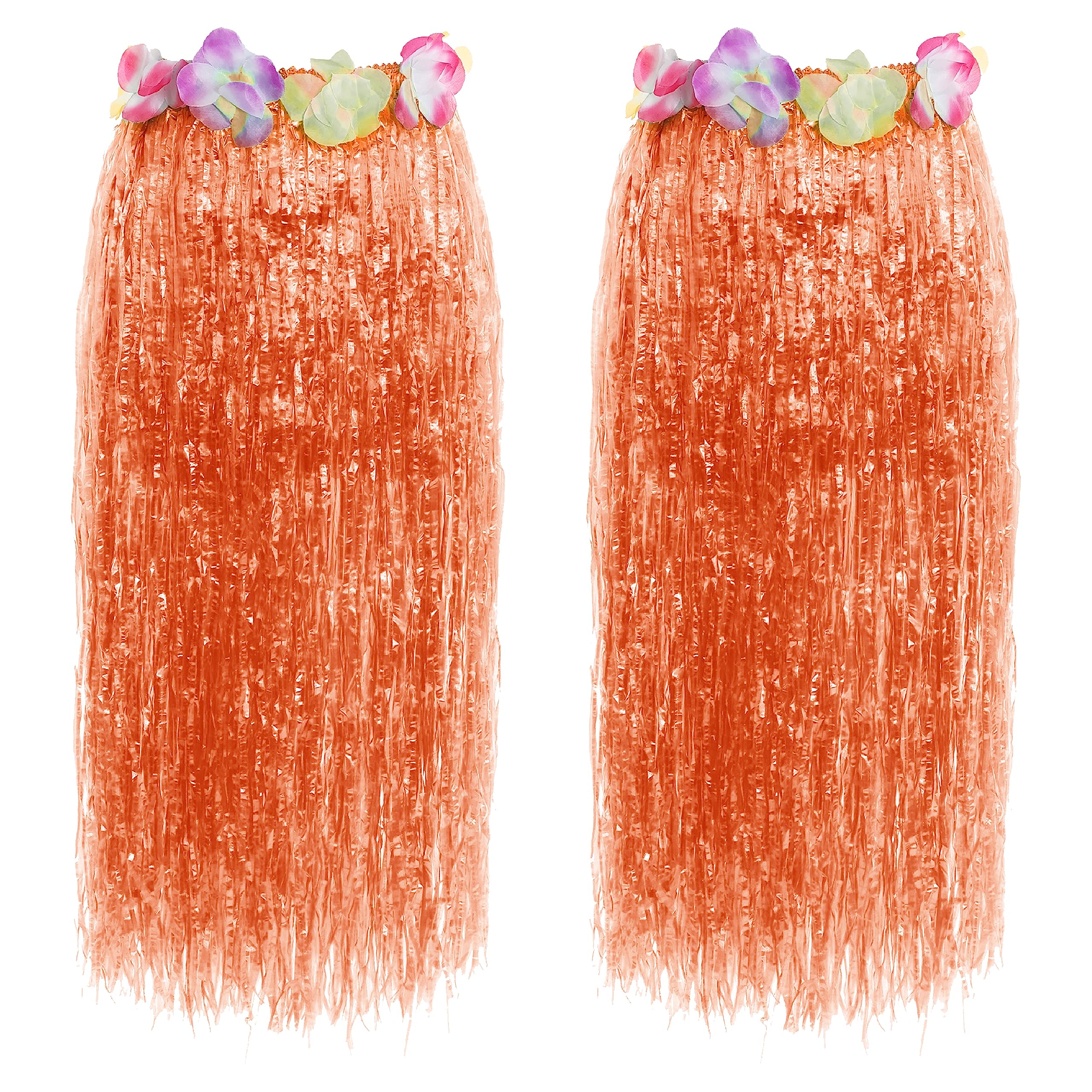 Orange 80cm Hula Skirt - Orange Skirt and Orange Hawaiian Lei Flowers - Perfect for Summer Hawaiian Party Fancy Dress and Other Fancy Dress Events