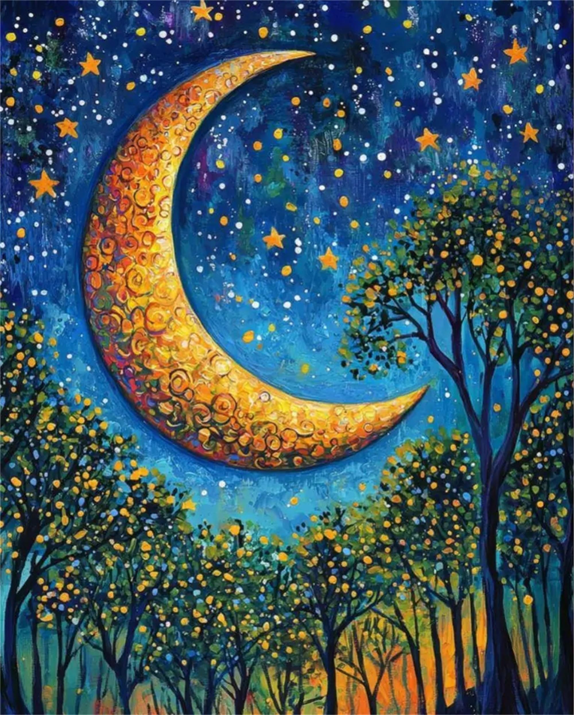 Zhosoho Moon Diy Paint By Numbers Kits For Adults,Painting Kit On Canvas, Color By Numbers,Large Adult Paint By Number For Home Wall Decor,Gifts (Moon)