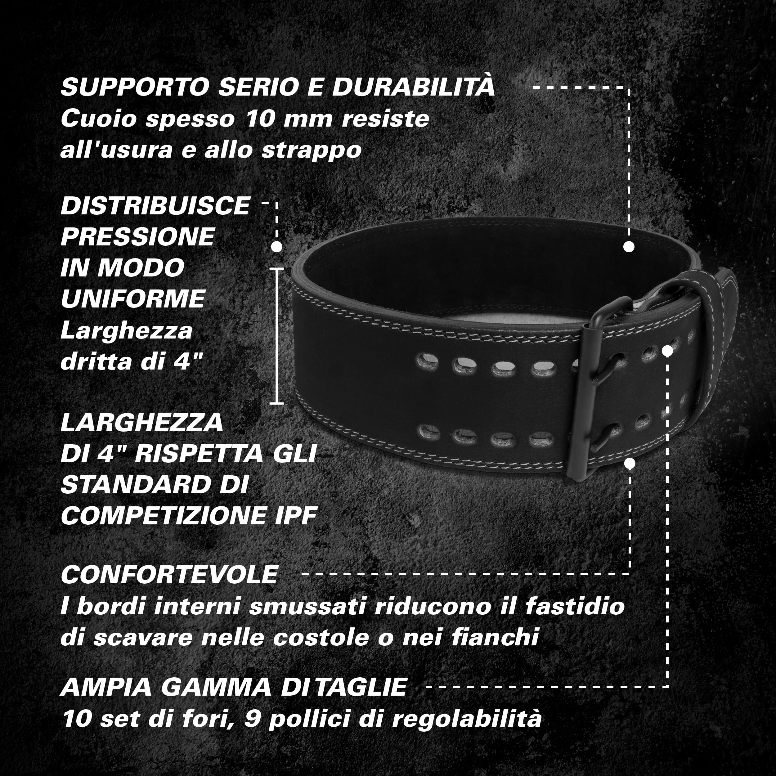 Harbinger 6" Cintura in Pelle Imbottita 2.0 – Supporto Lombare | Nero; L; supporta schiena e core; fodera in pelle e camoscio; vestibilità comoda – per sollevamento pesante