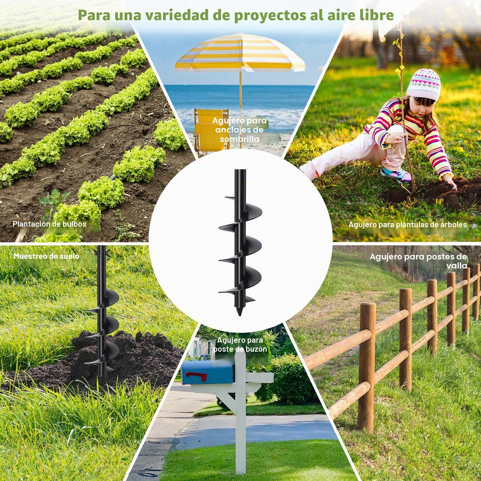 Excavadora de agujeros para postes, 96 cm de largo, Ø150mm barrena manual de tierra perforadora de agujeros para postes con mango antideslizante, barrena manual en espiral para cultivo