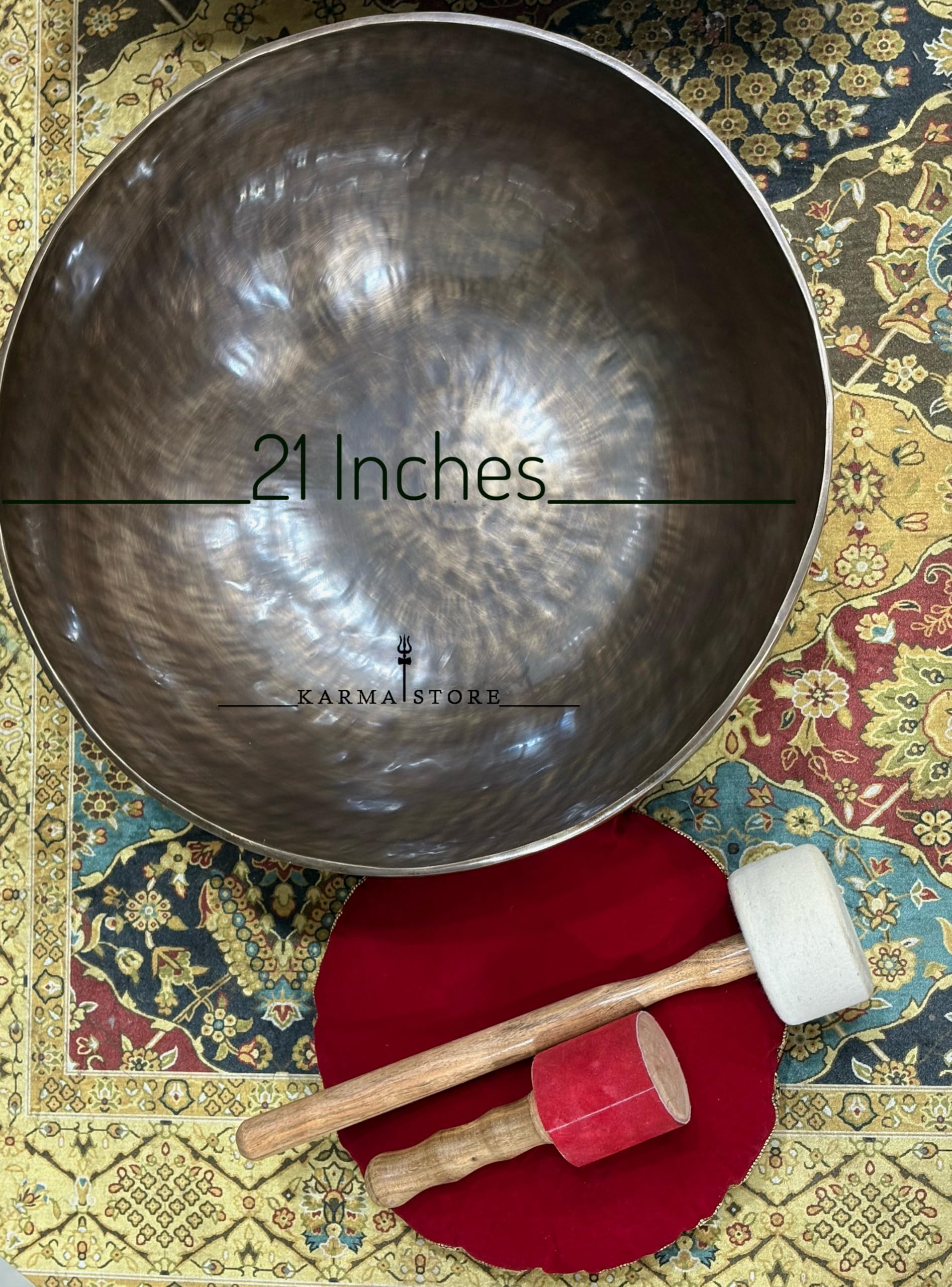 Grande set di campane tibetane fatte a mano, ciotola da meditazione martellata a mano per guarigione del suono, yoga, bilanciamento dei chakra, reiki e consapevolezza (53,3 cm)