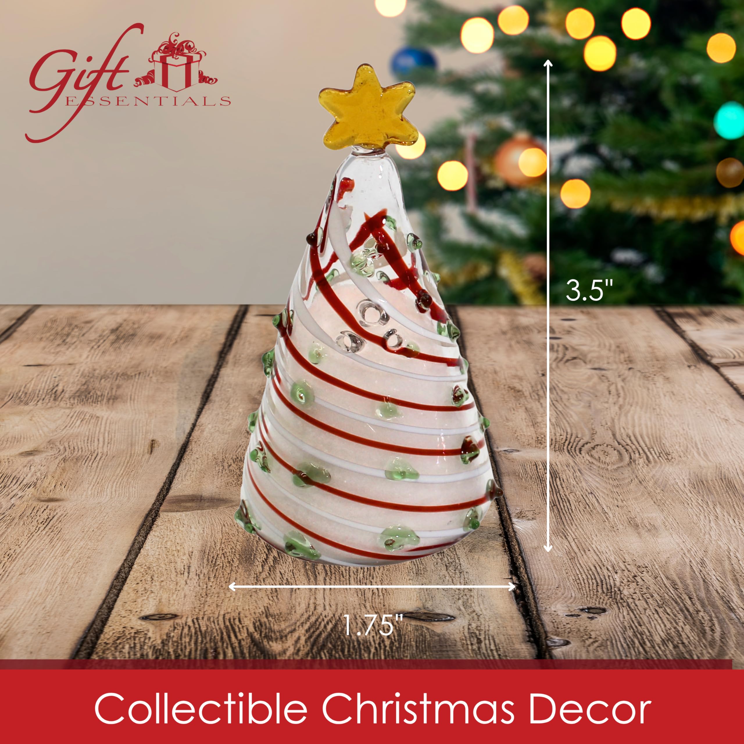 Gift Essentials Salero y pimentero de cristal soplado para árboles de Navidad, mini salero y pimentero de cristal soplado a mano, juego de salero y pimentero de Navidad transparente