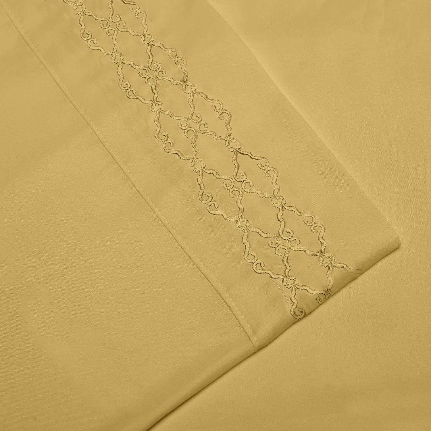 Pentagon Collection 1800 Series Wrinkle Resistant Embossed Sheet Set (Queen, Gold)