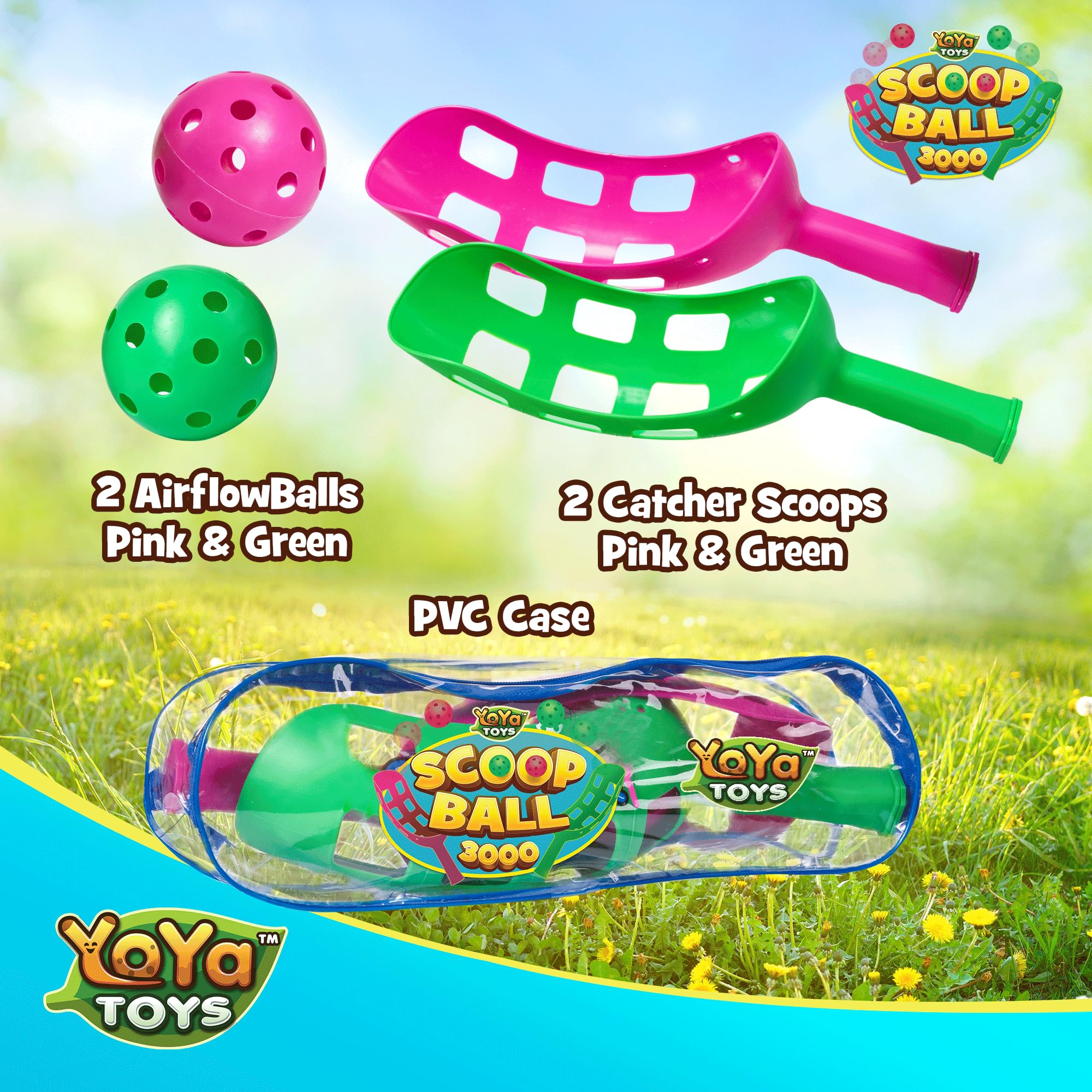YoYa Toys Scoop Ball Set - Toss & Catch Game for Kids - Outdoor Fun, Beach Toys - Ideal for Field Day, Summer Activities, PE Equipment, Backyards, Parks, Camping - Includes 2 Scoops, 2 Balls, PVC Case - Image 7