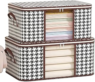 صندوق مزدوج مناسب لتخزين الجواكيت والمعاطف والقمصان والبطانيات وغيرها من العناصر المختلفة (2 قطعة)